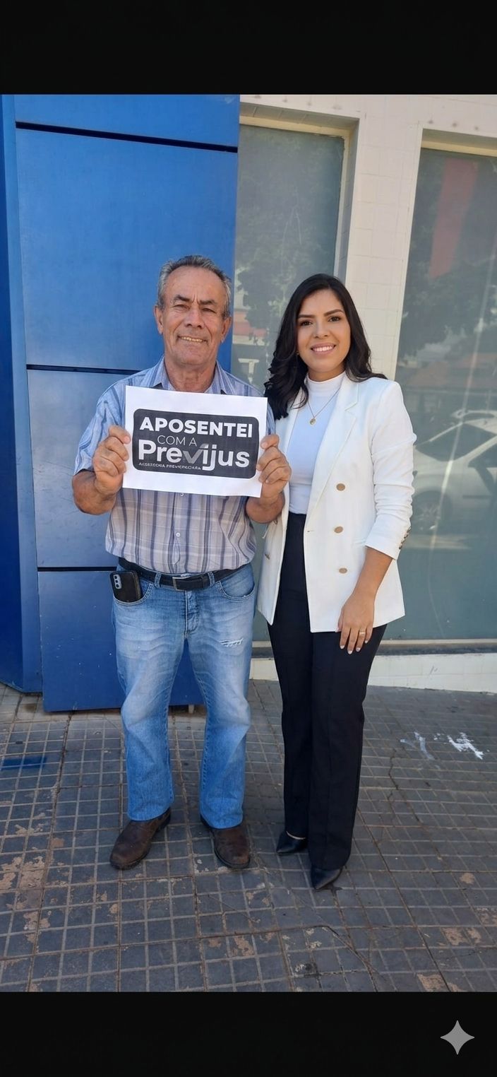 Amanda Karoline com cliente após aposentadoria aprovada